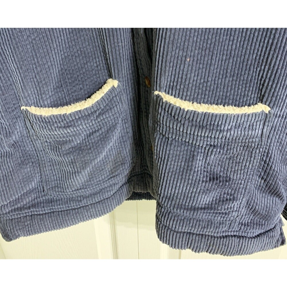 LL Bean Corduroy Flannel Lined Shirt Jacket Womens M Navy Blue barn chore - Picture 3 of 10